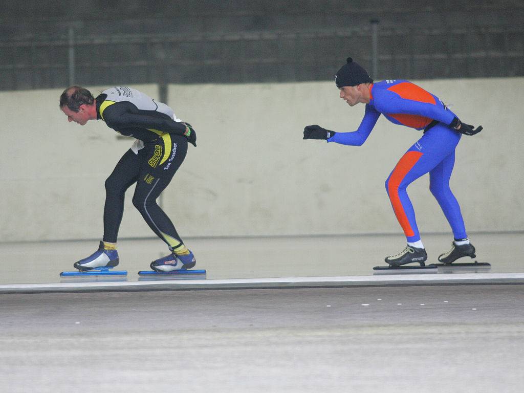 Guido op de schaatsbaan voor Robert Beute